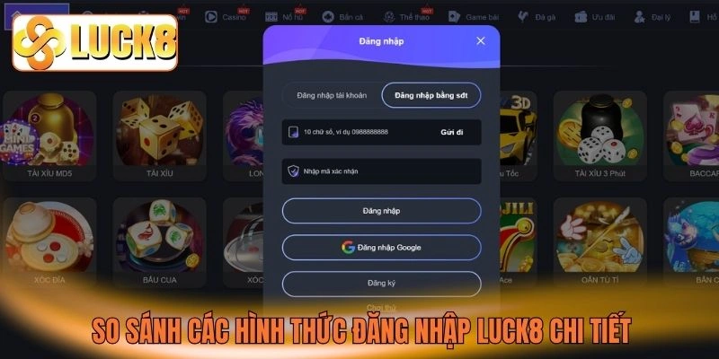So sánh các hình thức đăng nhập LUCK8 chi tiết So sánh các hình thức đăng nhập LUCK8 chi tiết