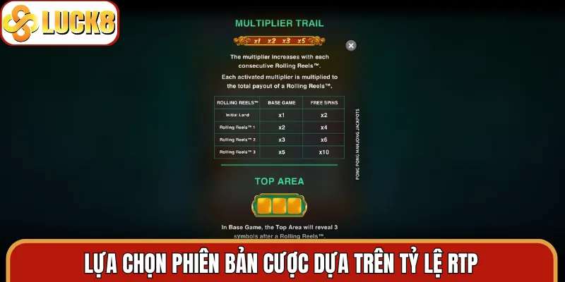 Lựa chọn phiên bản cược dựa trên tỷ lệ RTP